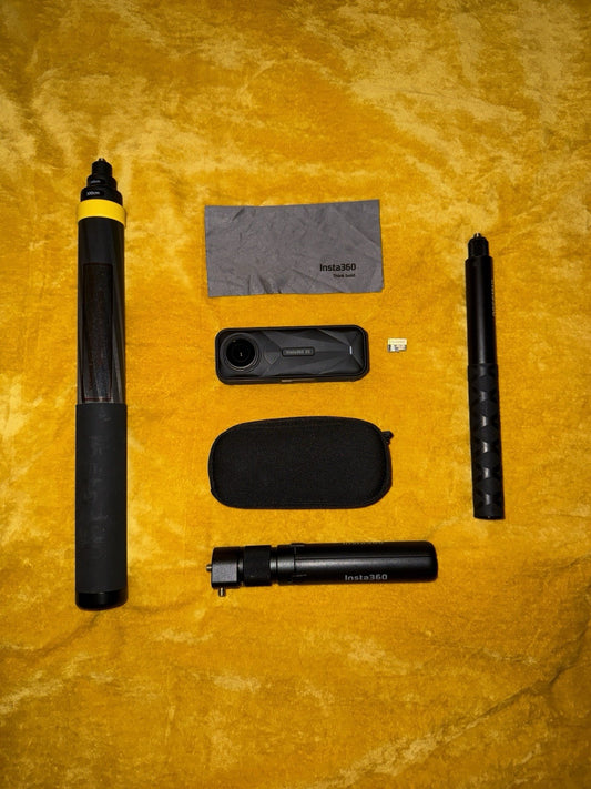 Insta360 X5 - 8K Camera Bundle: 2 Selfie Sticks + Tripod + SD Card *USED ONCE*